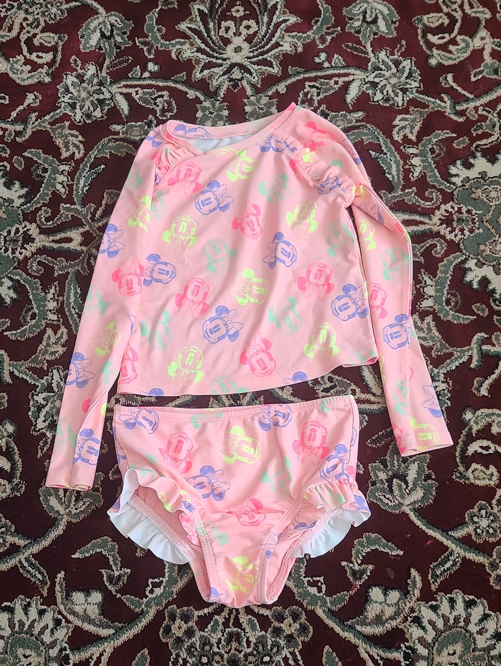 2 for $25 - baby GAP x Disney Girls 5 Years Pink Minnie Mouse 2-piece Swimsuit